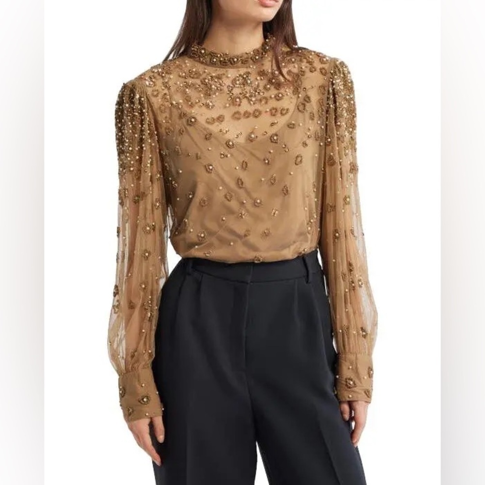 FARM Rio Embroidered Tulle Lined Blouse / Shirt